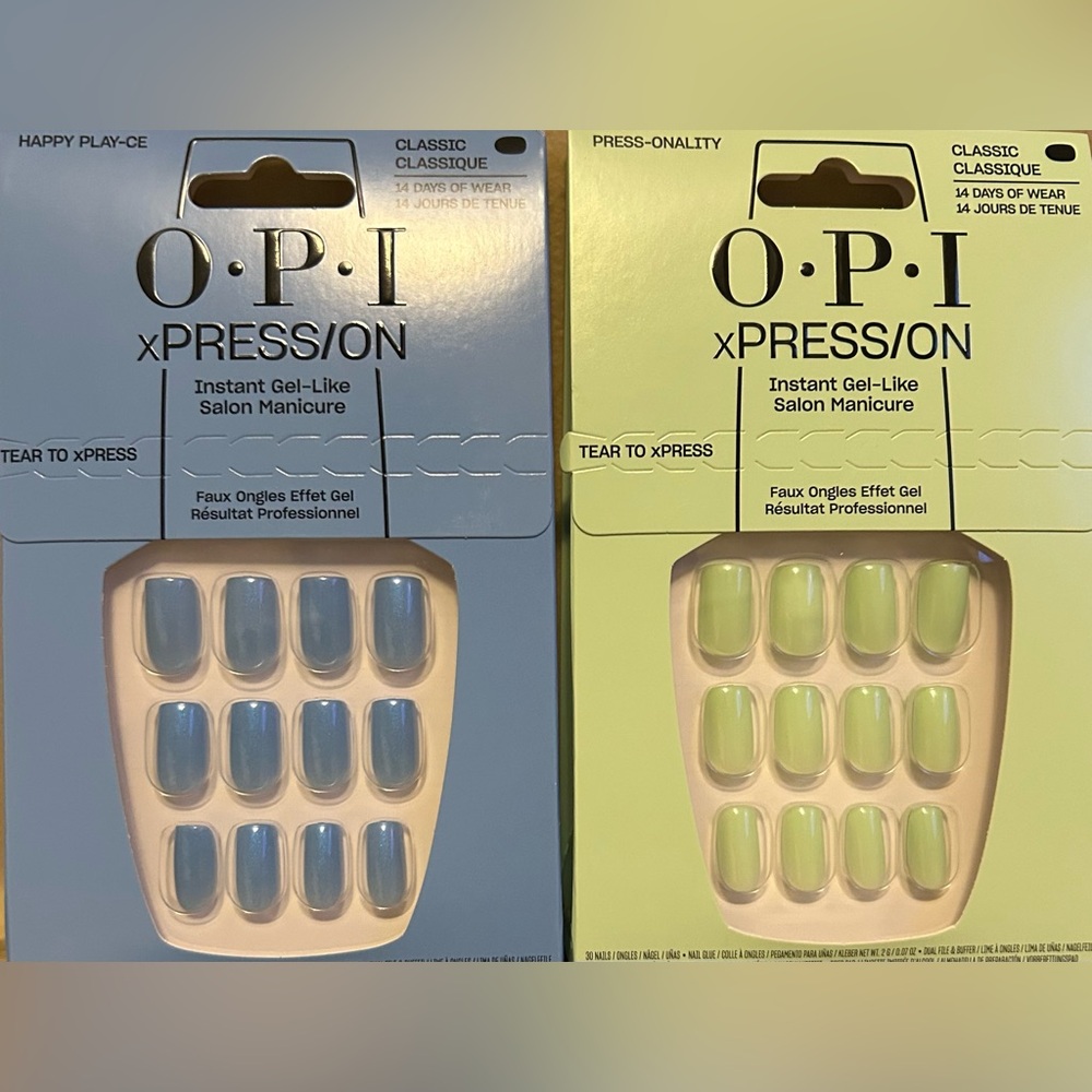 OPI xPRESS/ON Instant Gel-Like Salon Manicure - Happy Play-Ce & Press-Onality🩵💚